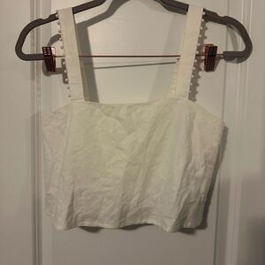 House of Harlow White Square Neck Crop Tank Top - Women